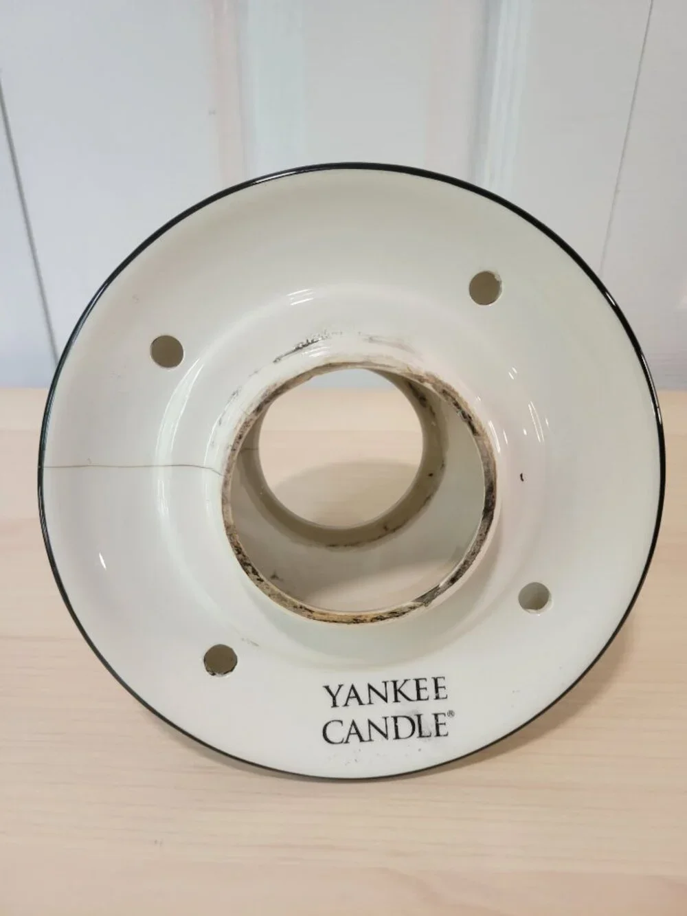 Vintage Retired YANKEE CANDLE Linen Branches Leaves Ceramic Shade Underplate Set